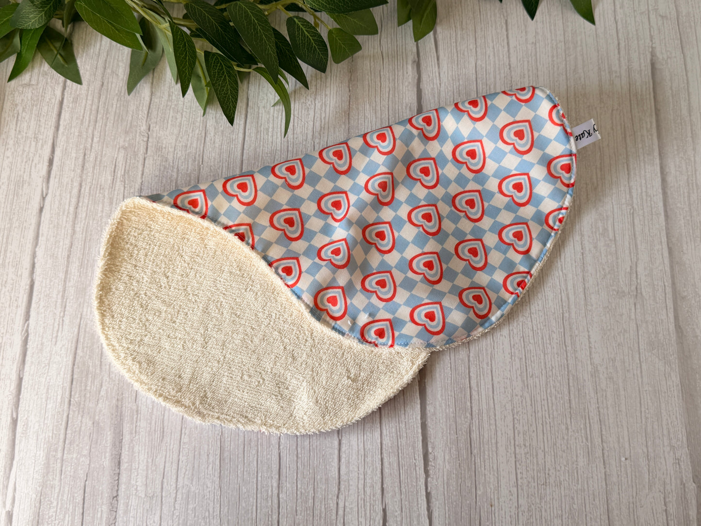 Cotton & Terry Towelling Baby Sets - Gingham Hearts