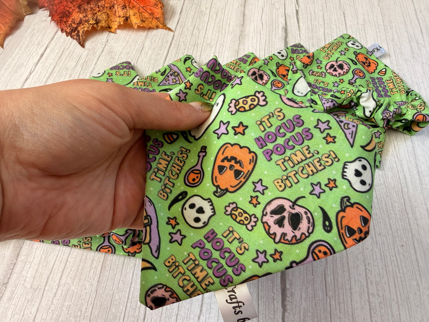 Cotton Pet Scrunchie Bandana - Hocus Pocus time, Bitches!