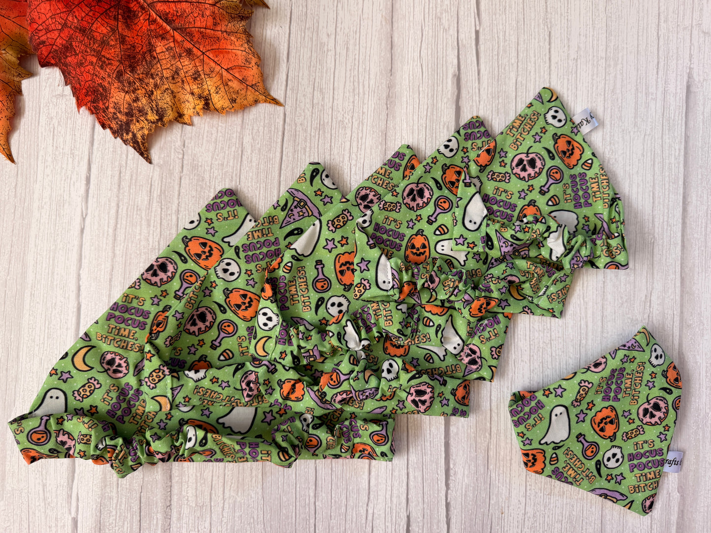 Cotton Pet Scrunchie Bandana - Hocus Pocus time, Bitches!