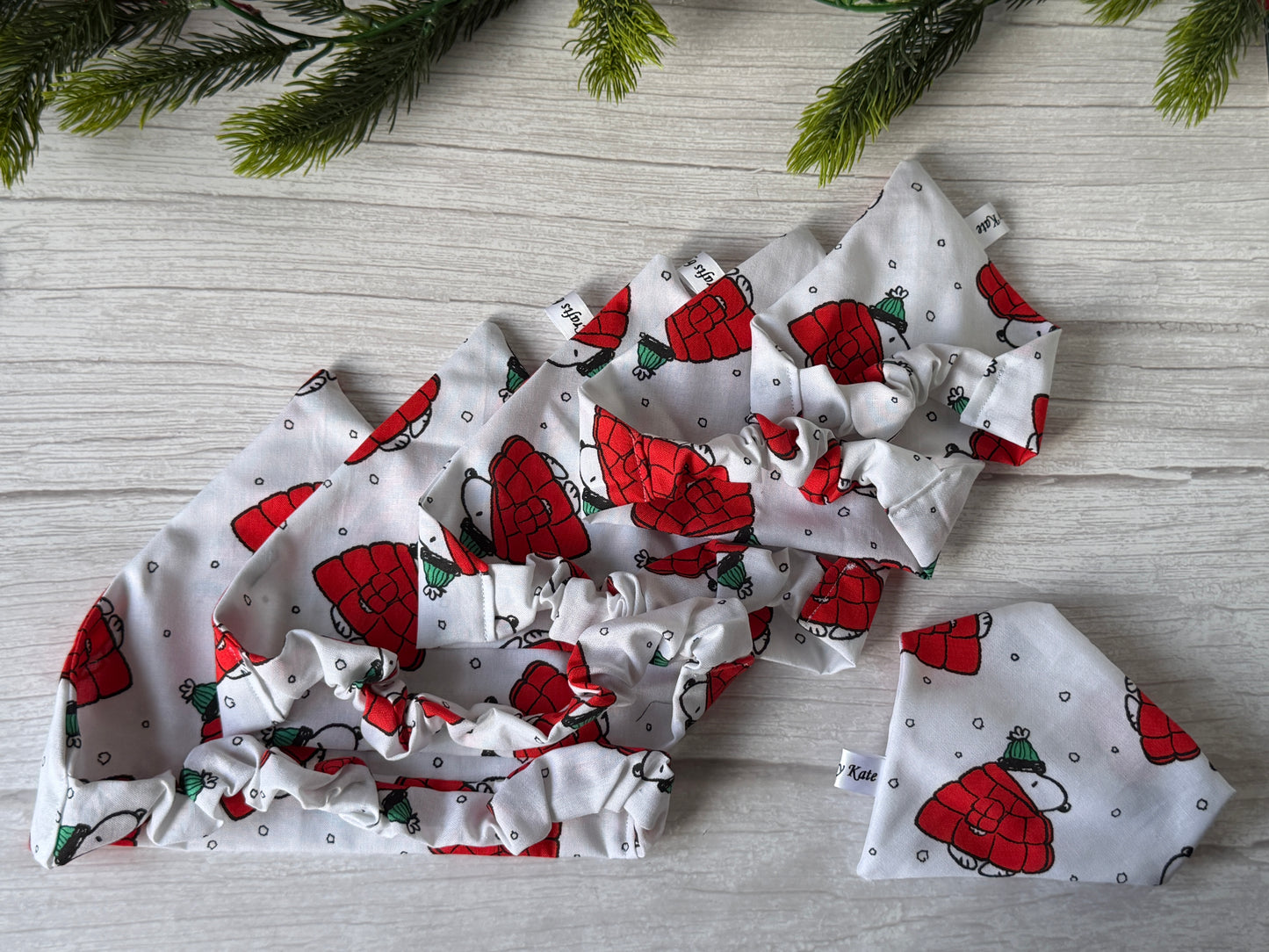 Cotton Pet Scrunchie Bandana - Snoopy in a puffer jacket