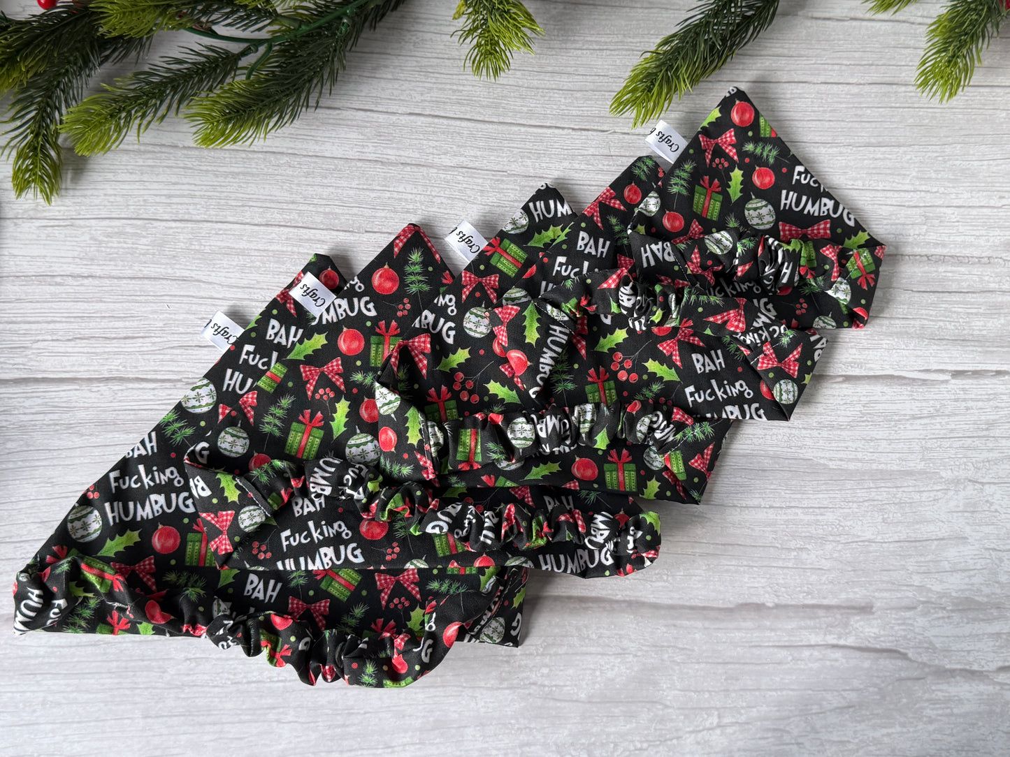 Cotton Pet Scrunchie Bandana - Bah F***ing Humbug