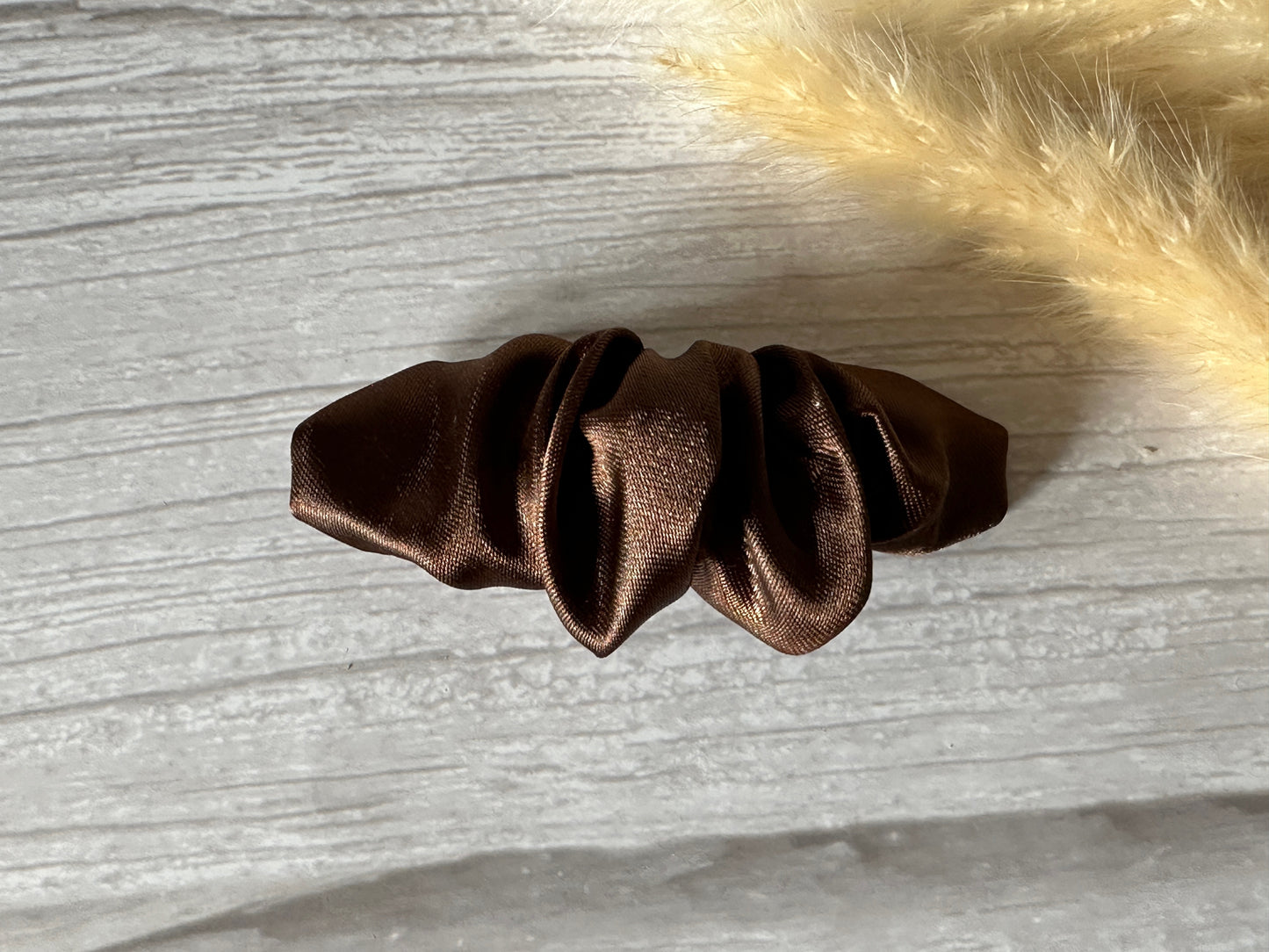 Silk French Barrette Scrunchie Clip - Chestnut Brown