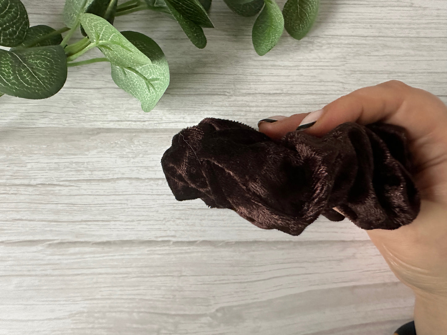 Crushed Velvet Extra Large Scrunchie - Chocolate Brown