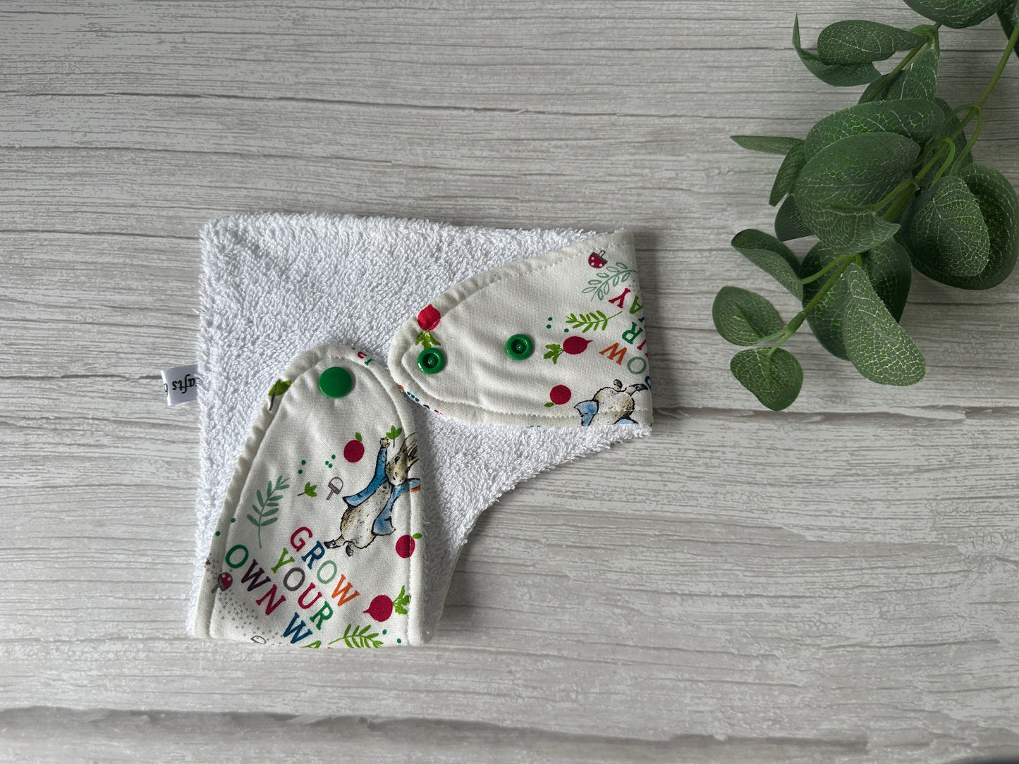 Cotton & Terry Towelling Baby Bandana Bib - Peter Rabbit's Garden