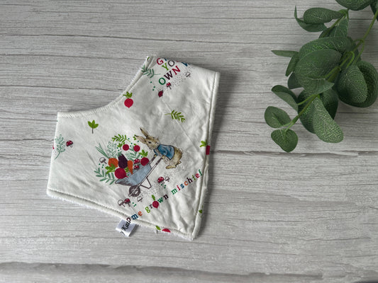 Cotton & Terry Towelling Baby Bandana Bib - Peter Rabbit's Garden