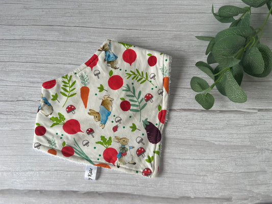 Cotton & Terry Towelling Baby Bandana Bib - Peter Rabbit's Vegetables