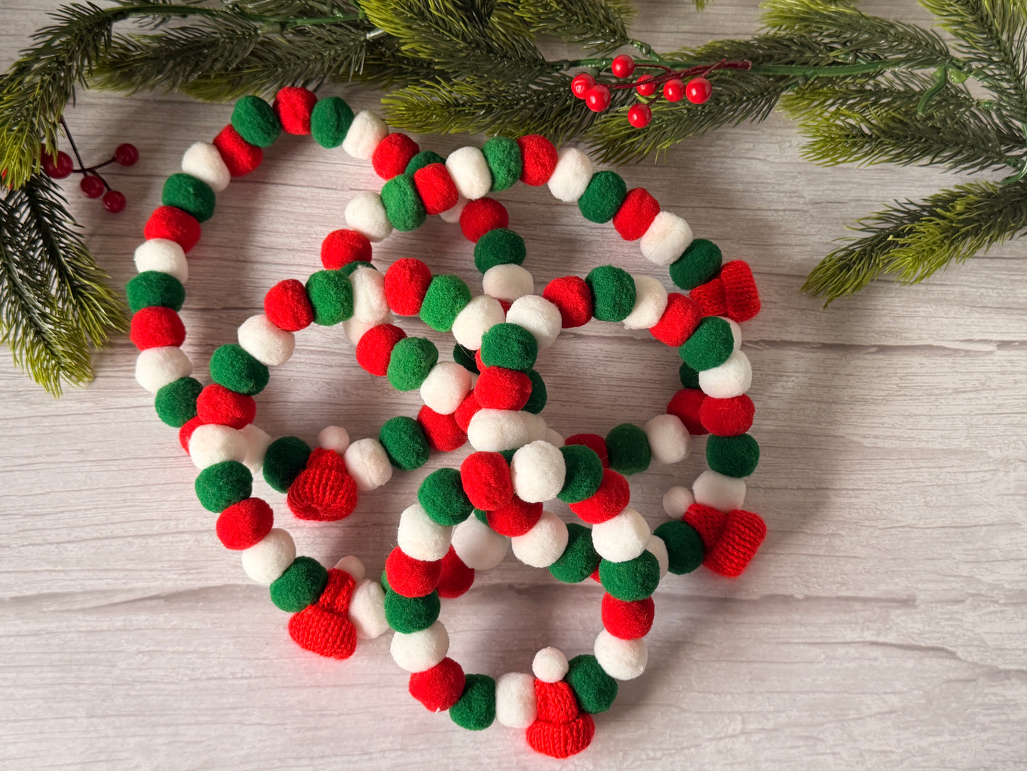 PomPom Pet Collar - Red Winter Hat