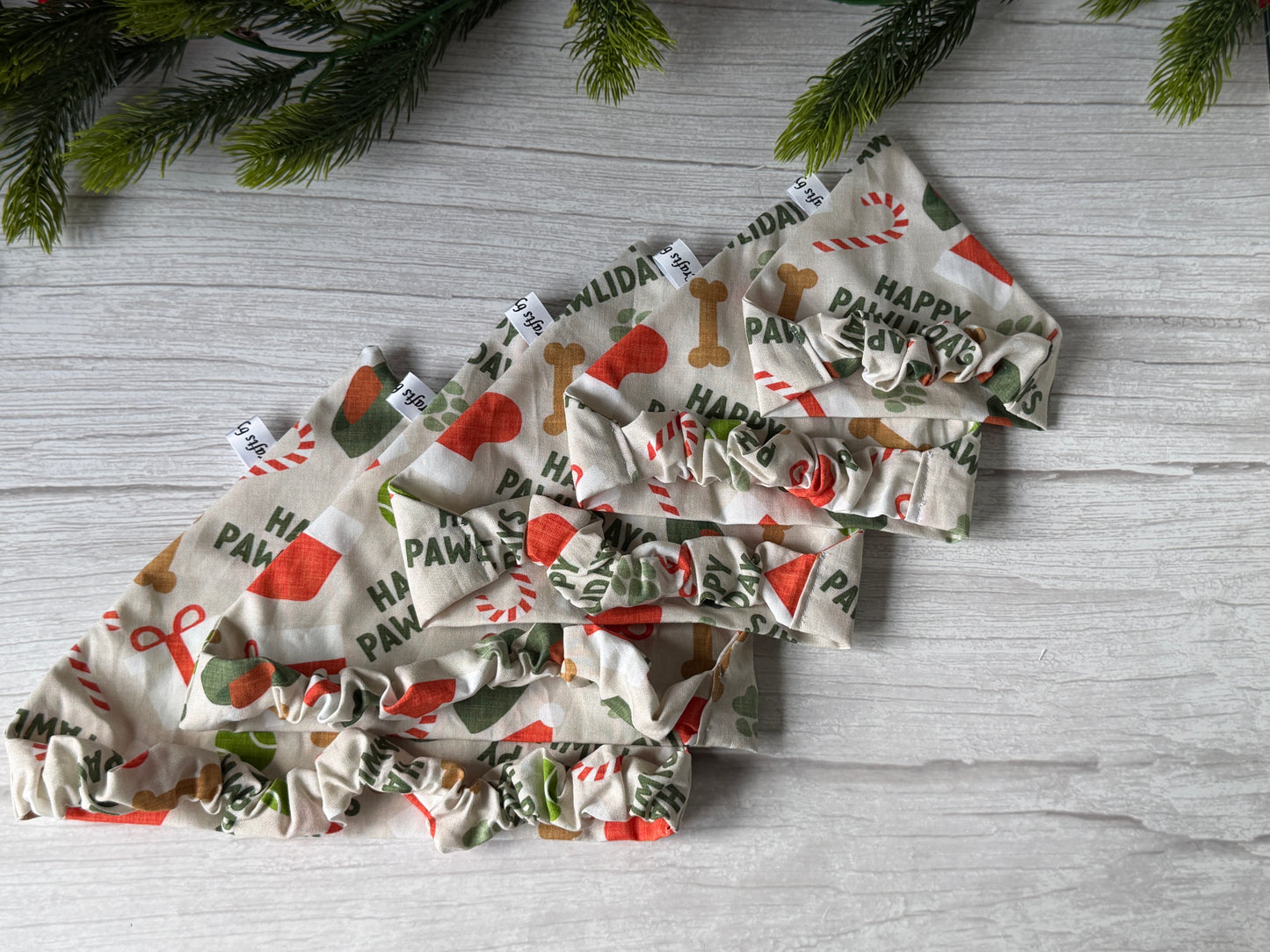 Cotton Pet Scrunchie Bandana - Happy Pawlidays