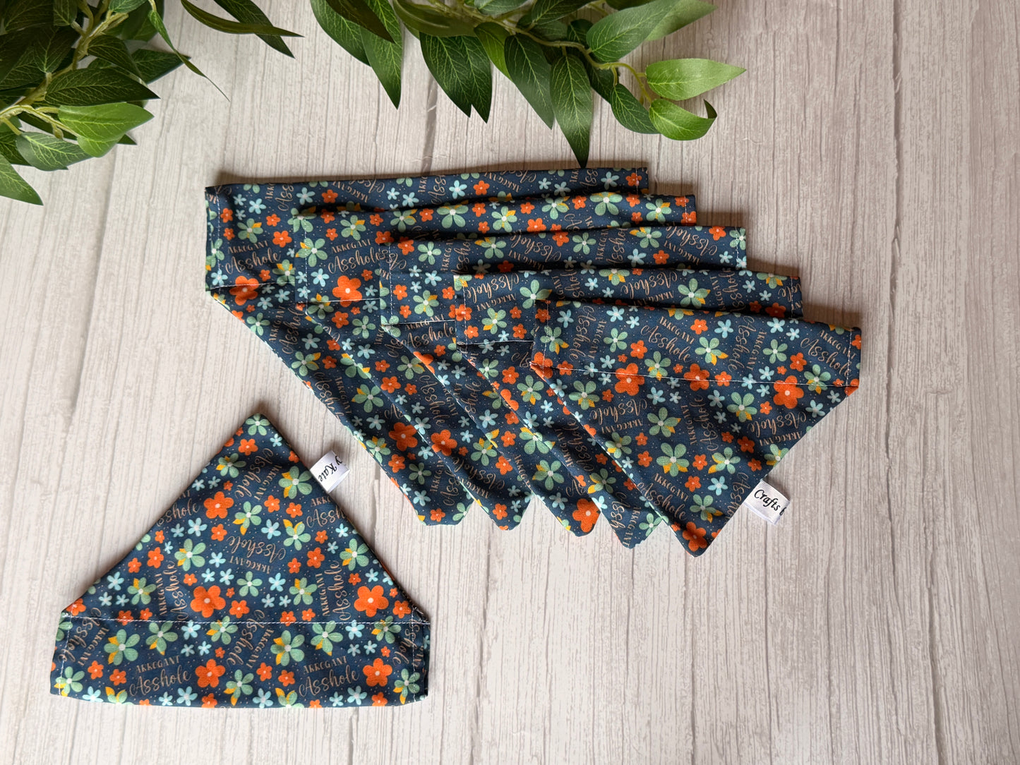 Cotton Pet Bandana with collar attachment - Arrogant Asshole