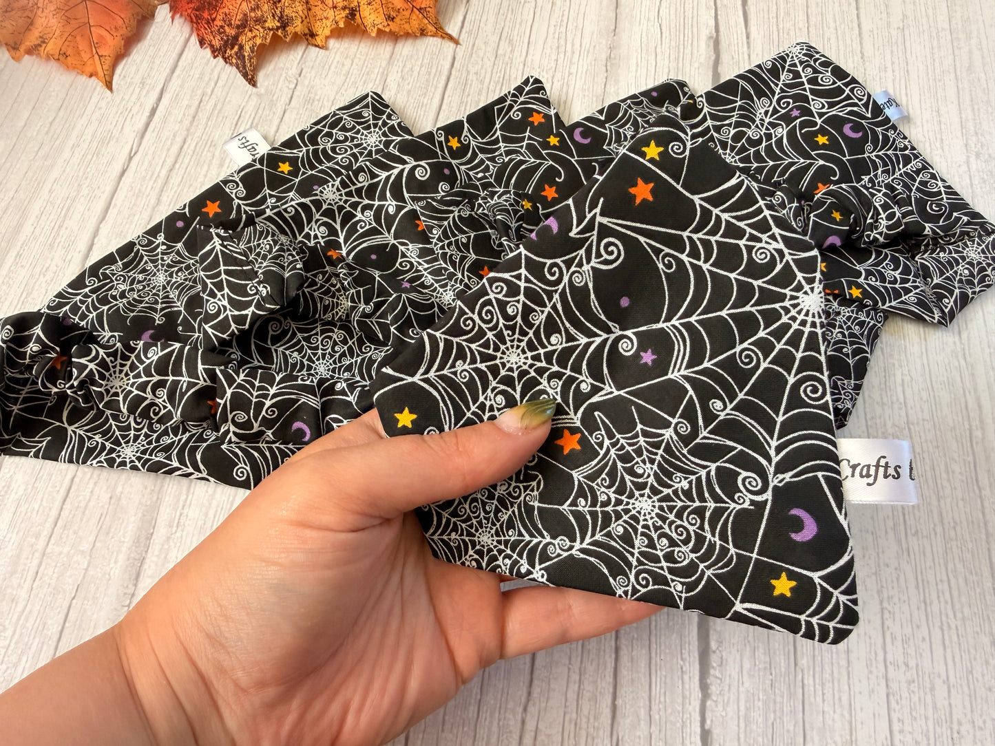 Cotton Pet Scrunchie Bandana - Spider webs