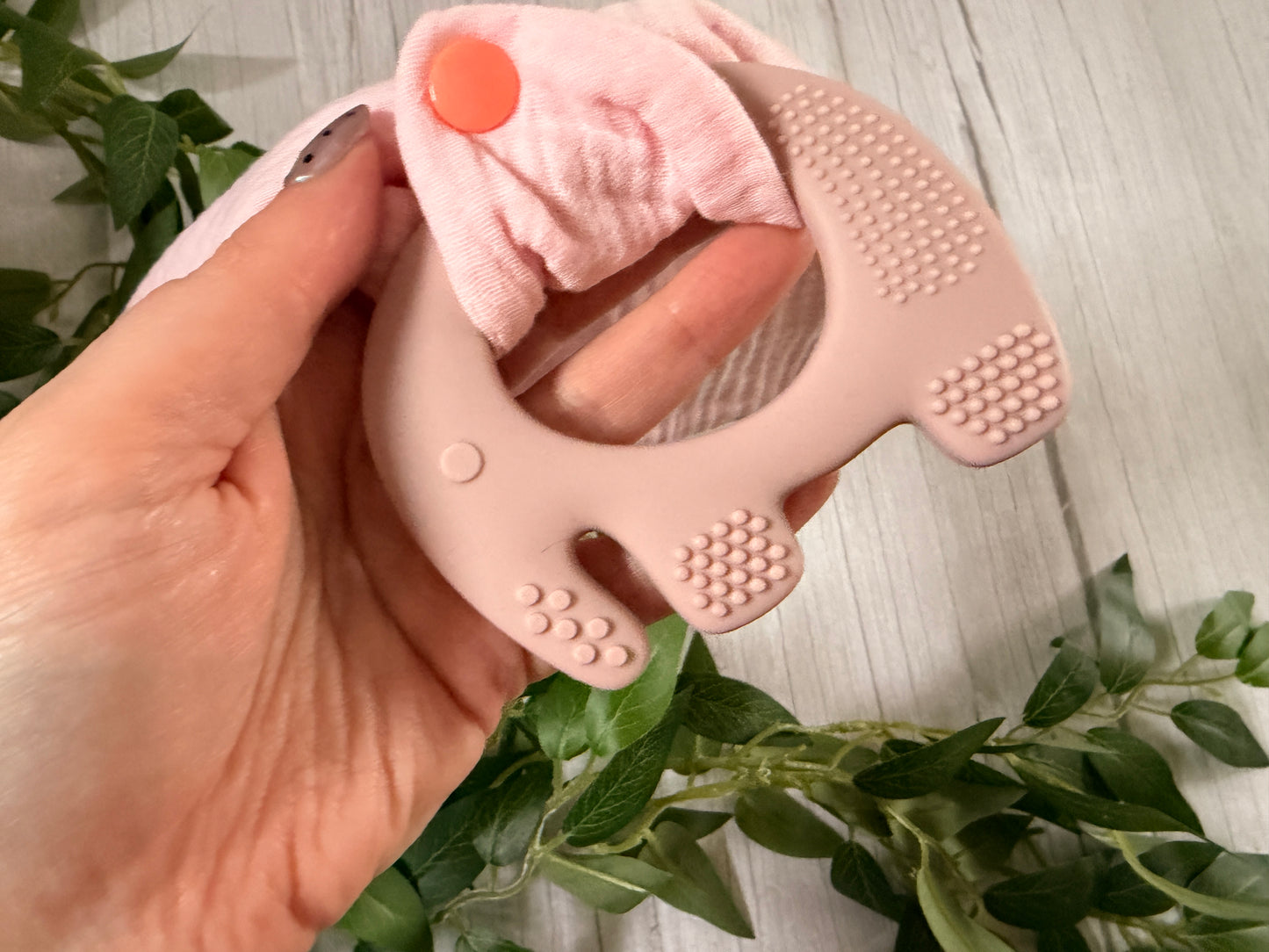 Silicone Elephant Teether & Muslin Cloth