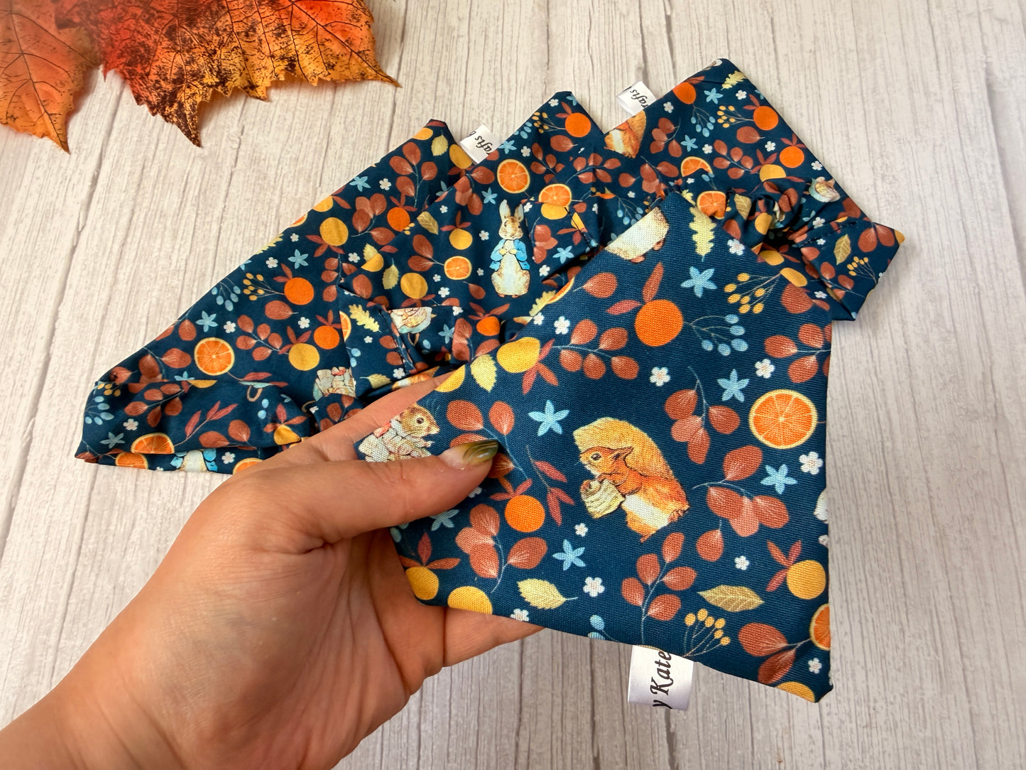 Cotton Pet Scrunchie Bandana - Autumn Peter Rabbit & friends