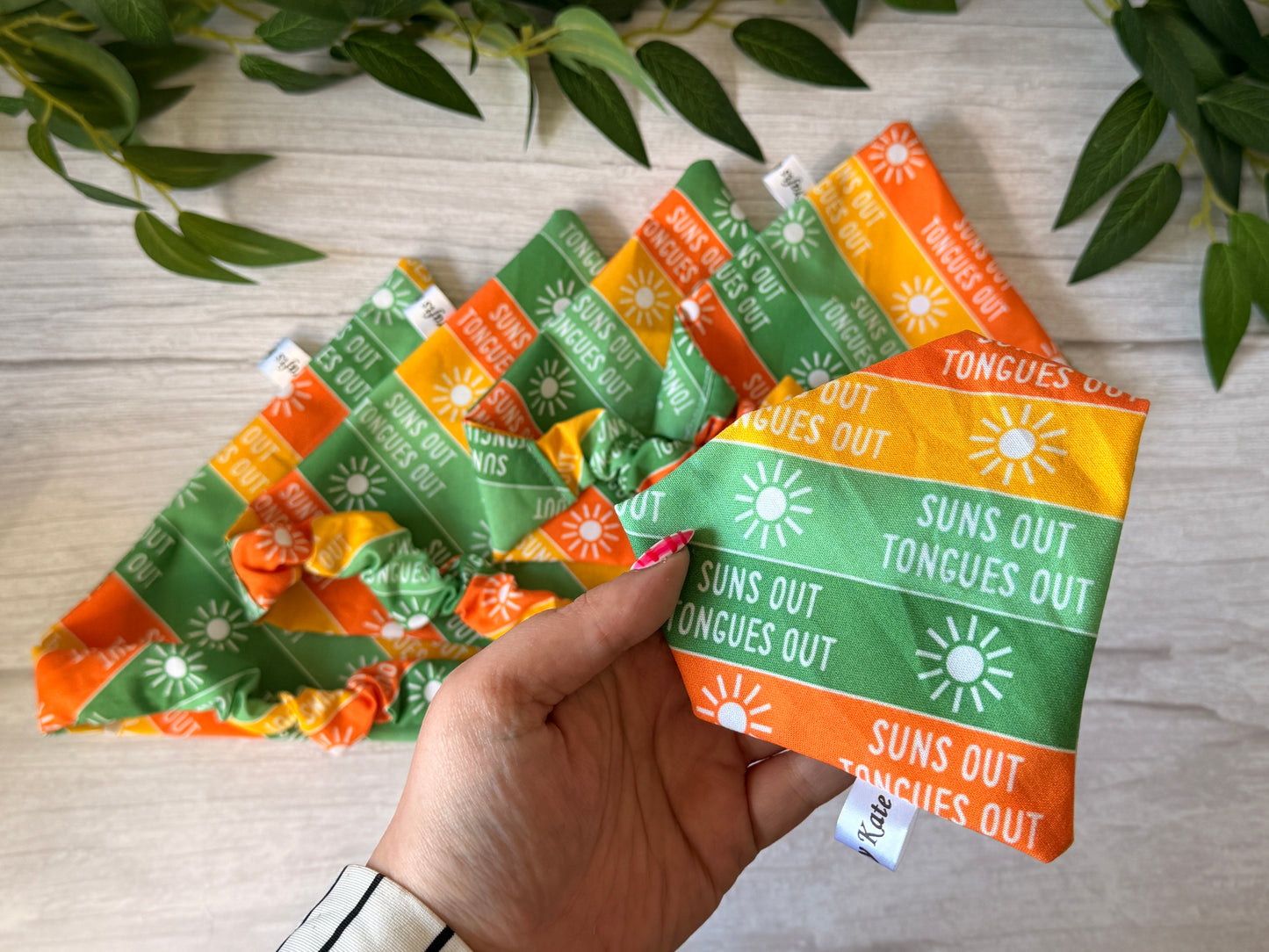 Cotton Pet Scrunchie Bandana - Tongues out, Suns out ‘26