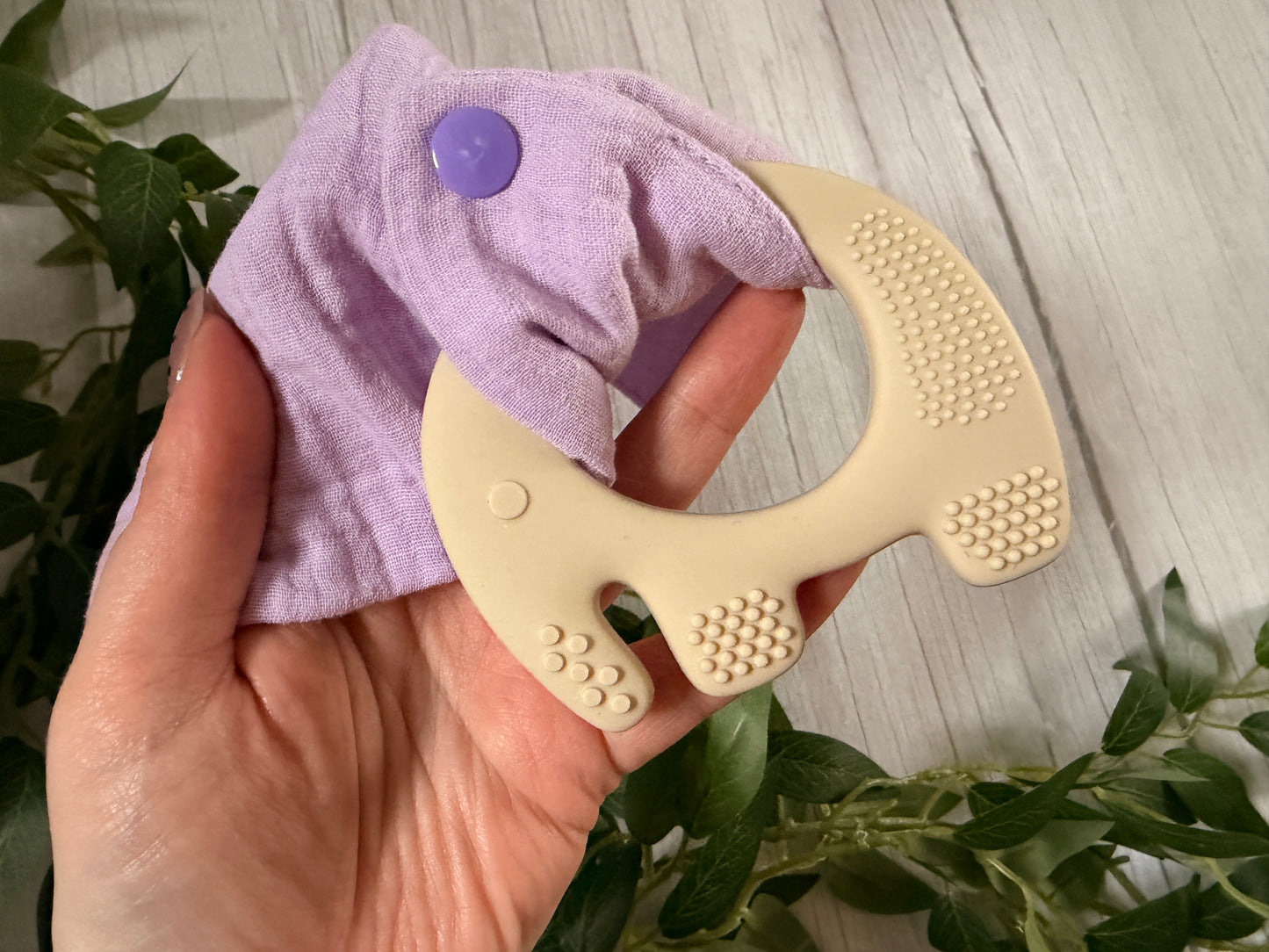 Silicone Elephant Teether & Muslin Cloth