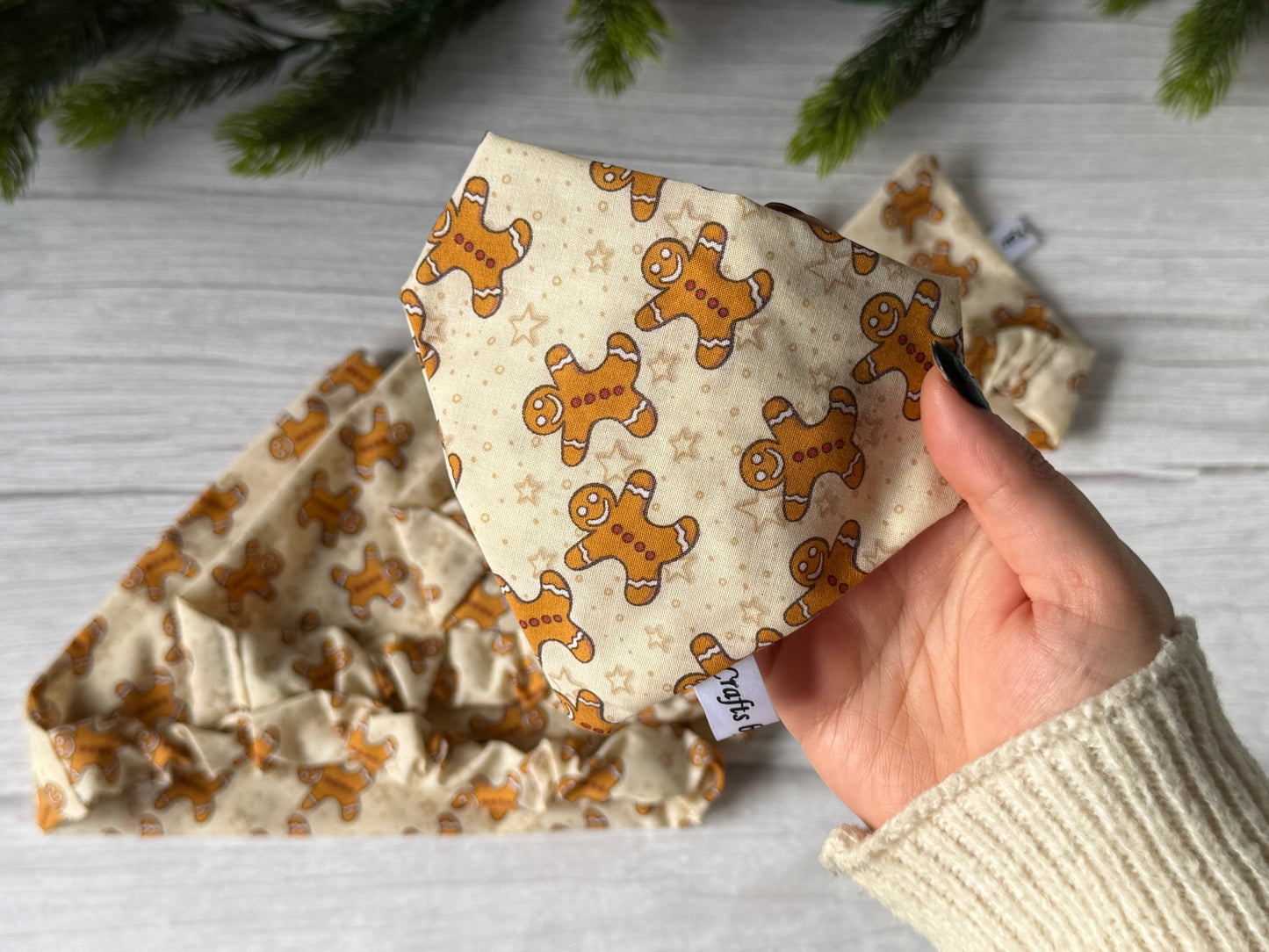Cotton Pet Scrunchie Bandana - Gingebread lovers