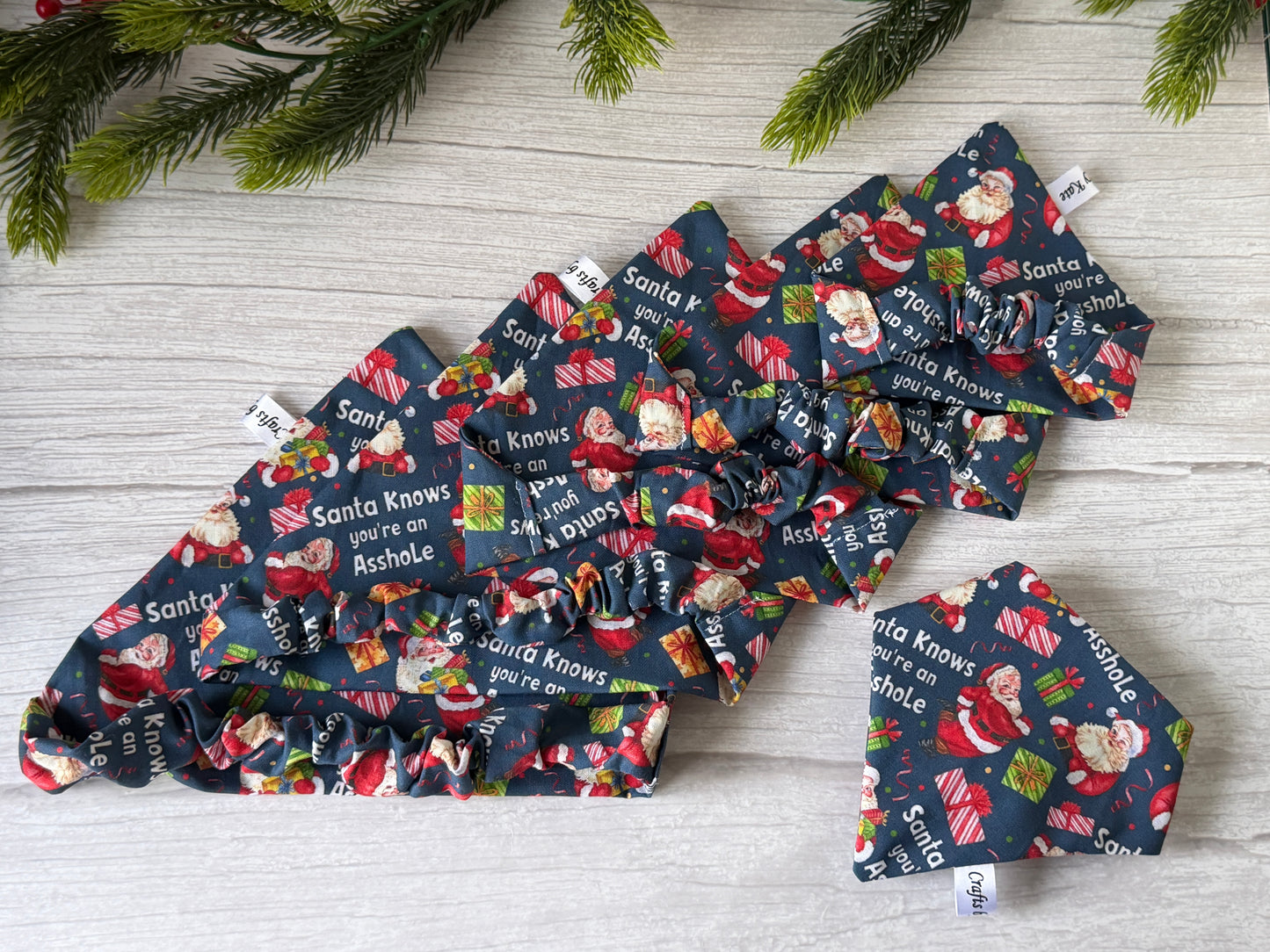 Cotton Pet Scrunchie Bandana - Santa knows