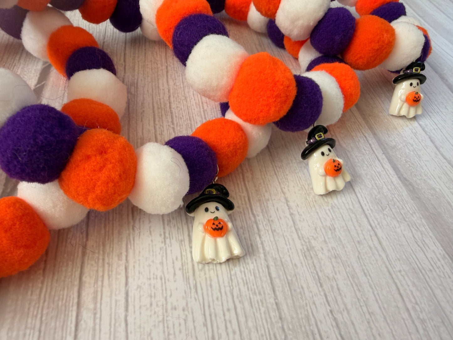 PomPom Pet Collar - Pumpkin Ghosts