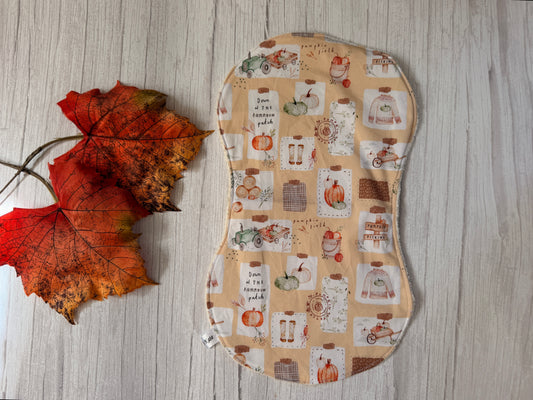 Cotton & Terry Towelling Baby Burping Cloth - Pumpkin Season
