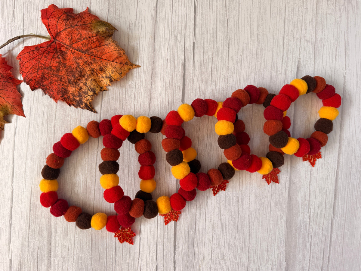 PomPom Pet Collar - Autumn Leaves