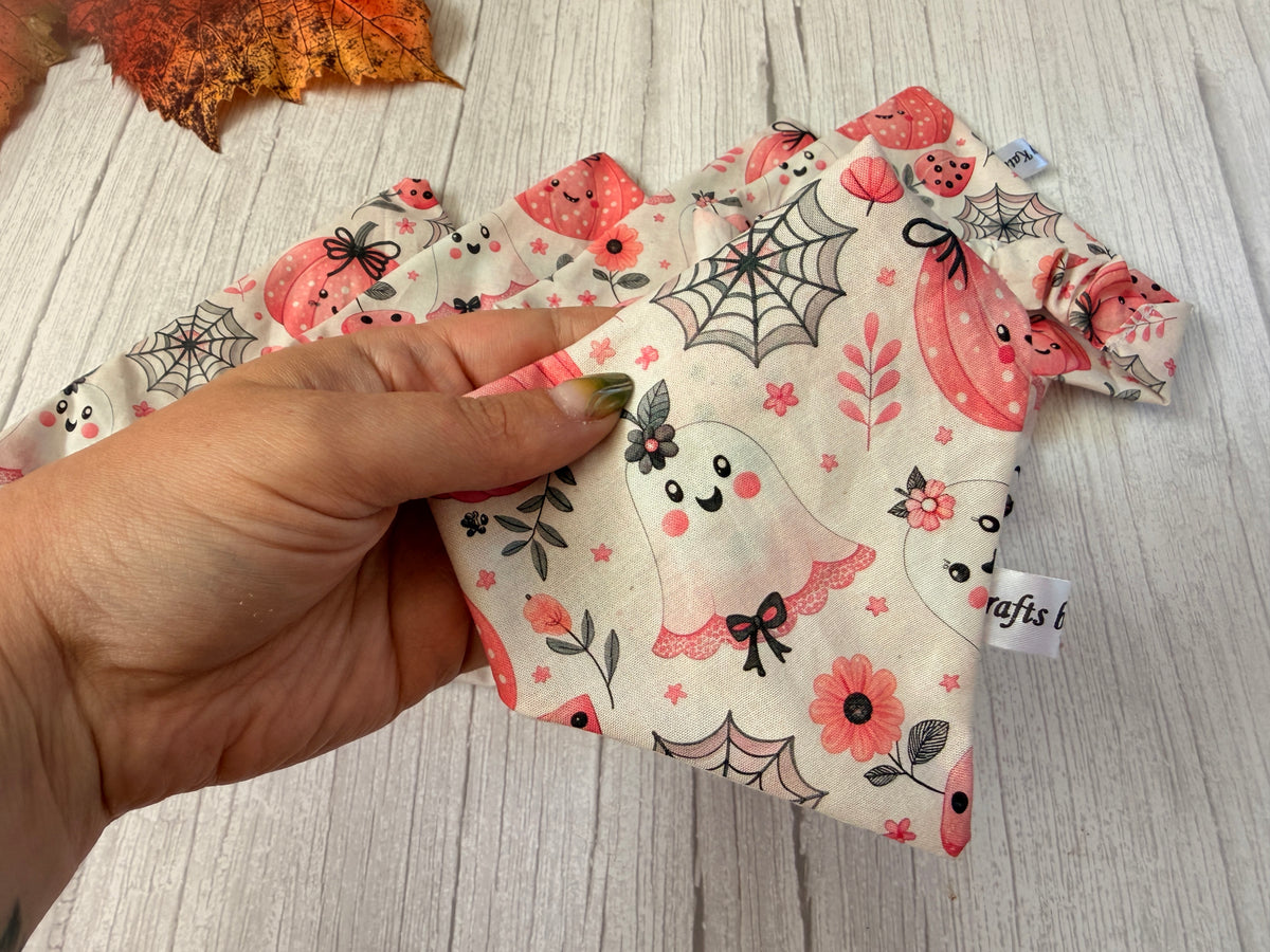Cotton Pet Scrunchie Bandana - Pink Halloween