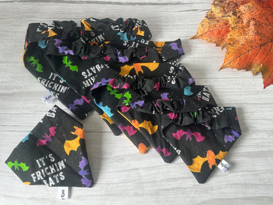 Cotton Pet Scrunchie Bandana - It’s Frickin’ Bats