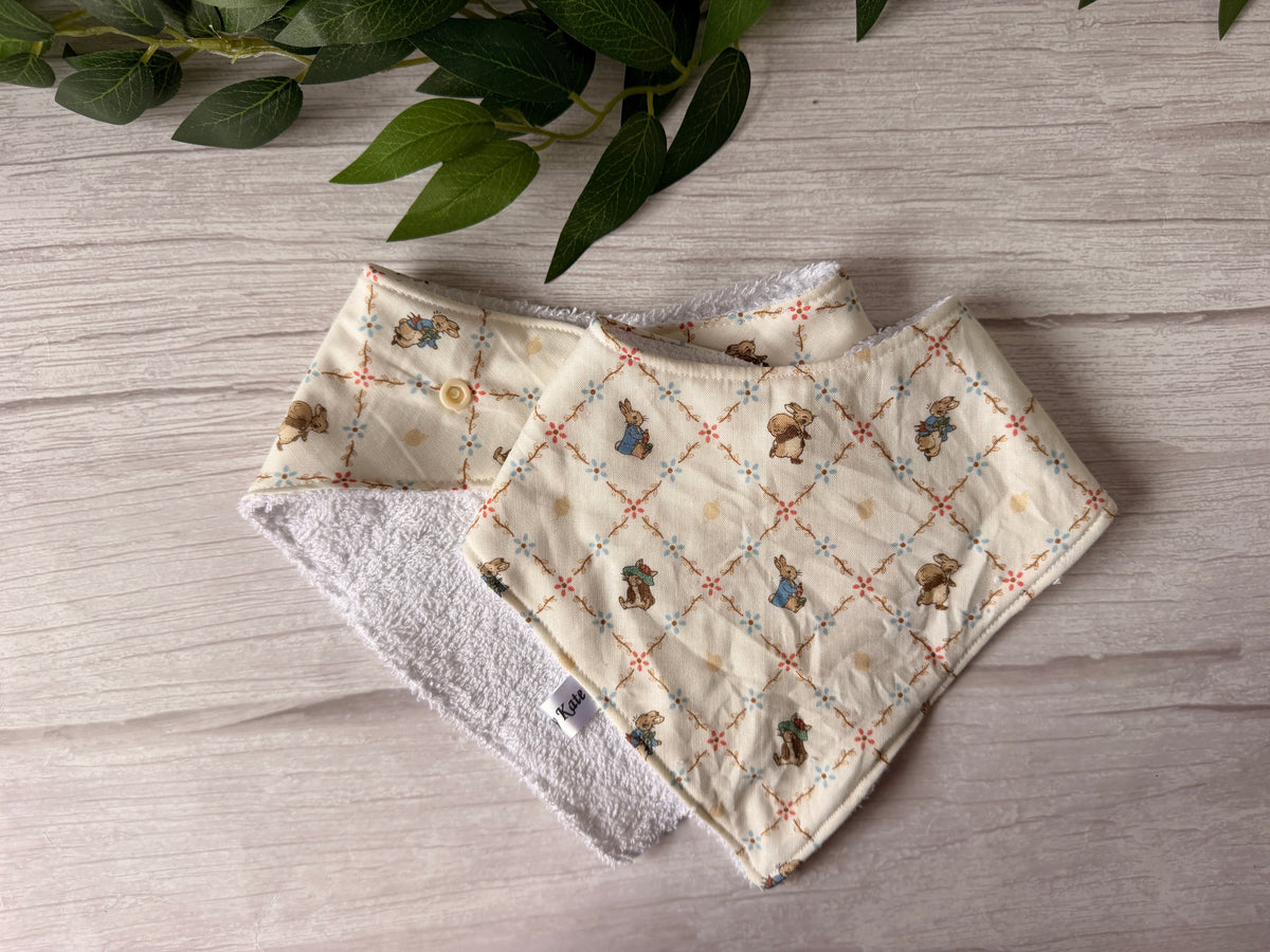 Cotton & Terry Towelling Baby Bibs - Peter Rabbit & Friends
