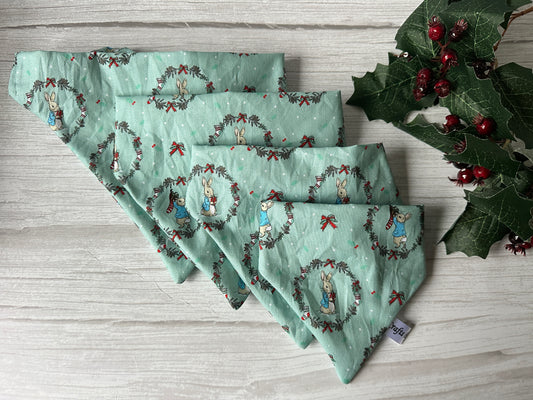 Cotton Pet Scrunchie Bandana - Peter Rabbit's Christmas Wreath