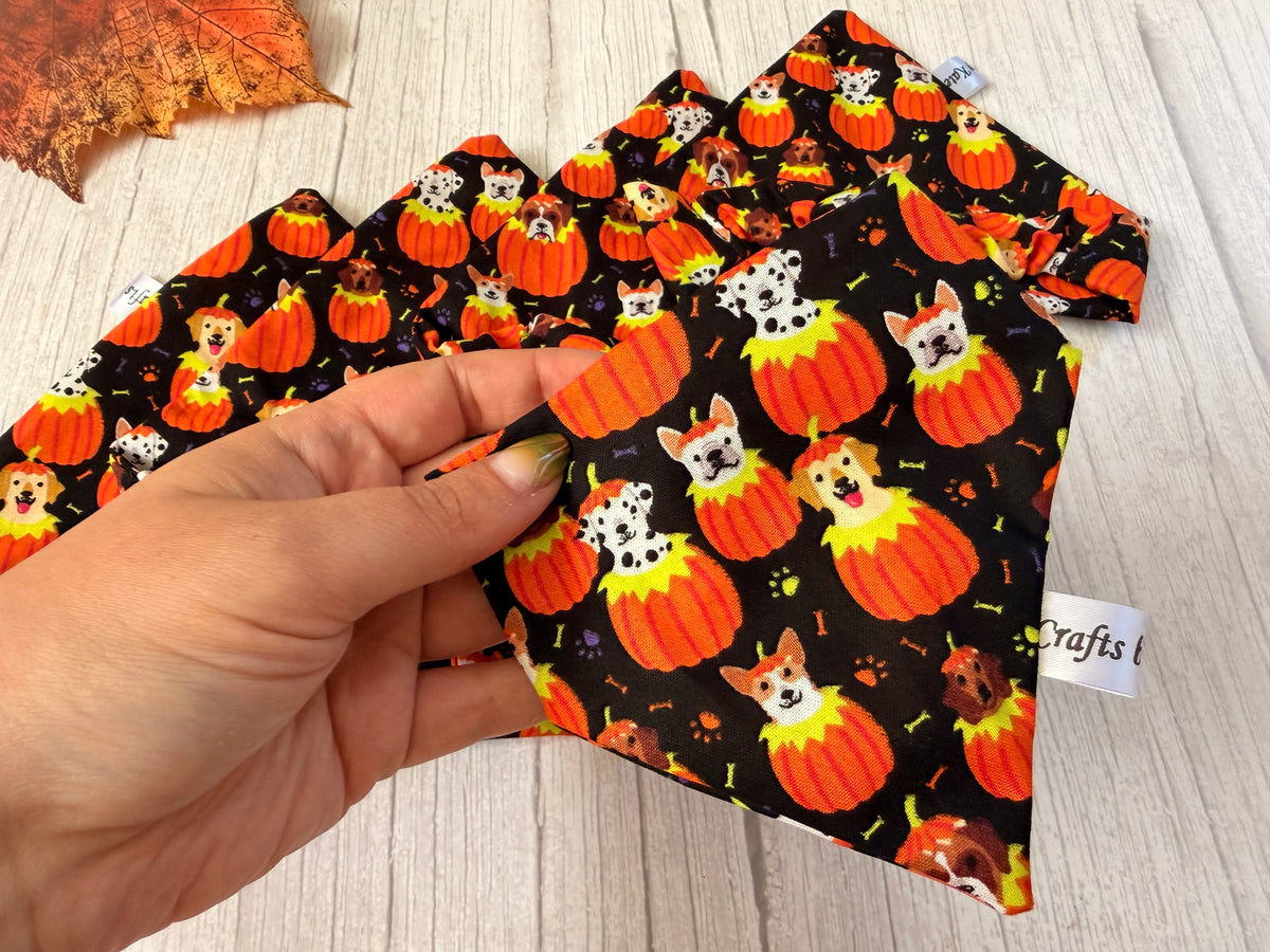 Cotton Pet Scrunchie Bandana - Pumpkin Dogs