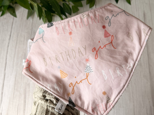 Cotton & Terry Towelling Baby Bibs - Birthday Girl