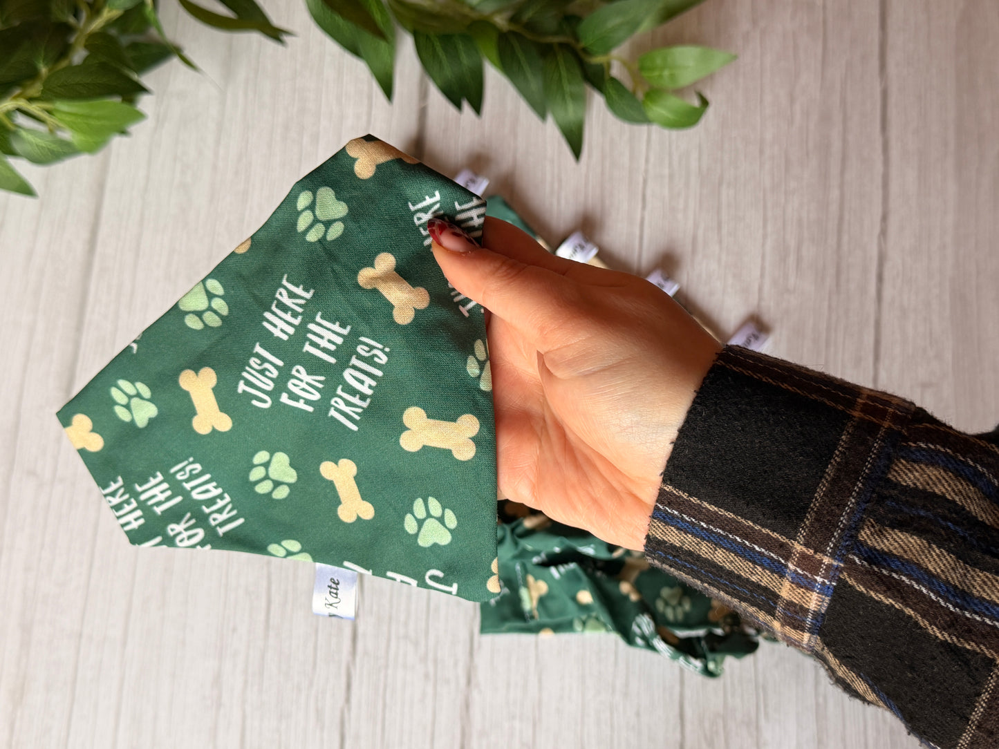 Cotton Pet Scrunchie Bandana - Just here for the treats