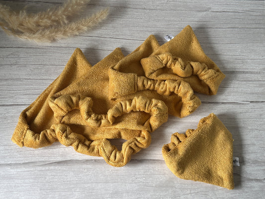 Terry Toweling Cotton Cooling Pet Scrunchie Bandana - Mustard Yellow