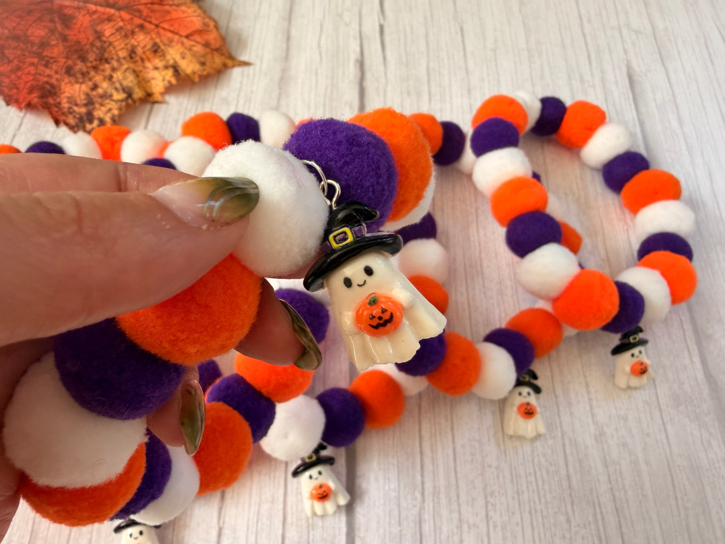 PomPom Pet Collar - Pumpkin Ghosts