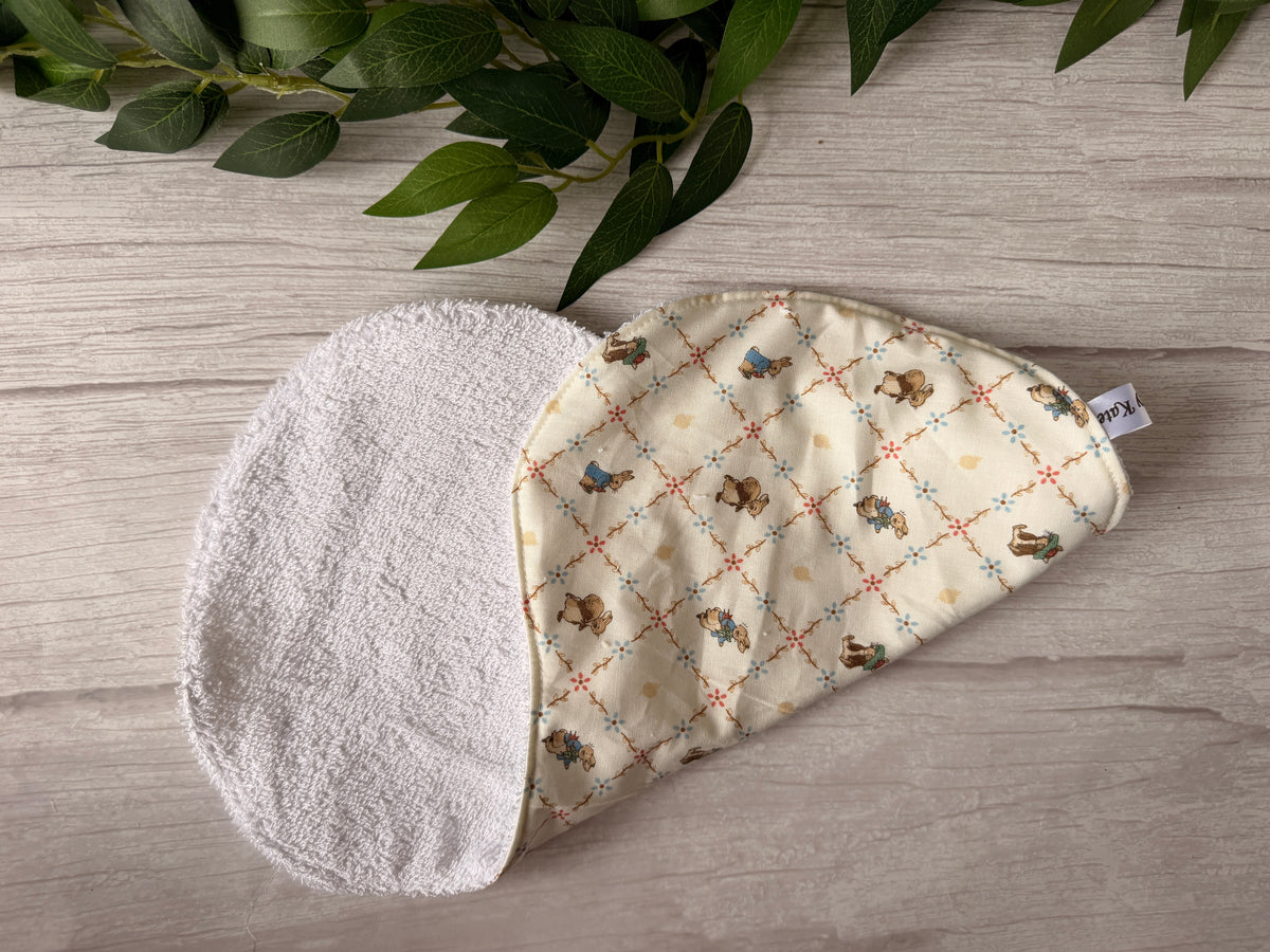 Cotton & Terry Towelling Baby Burping Cloth - Peter Rabbit & friends