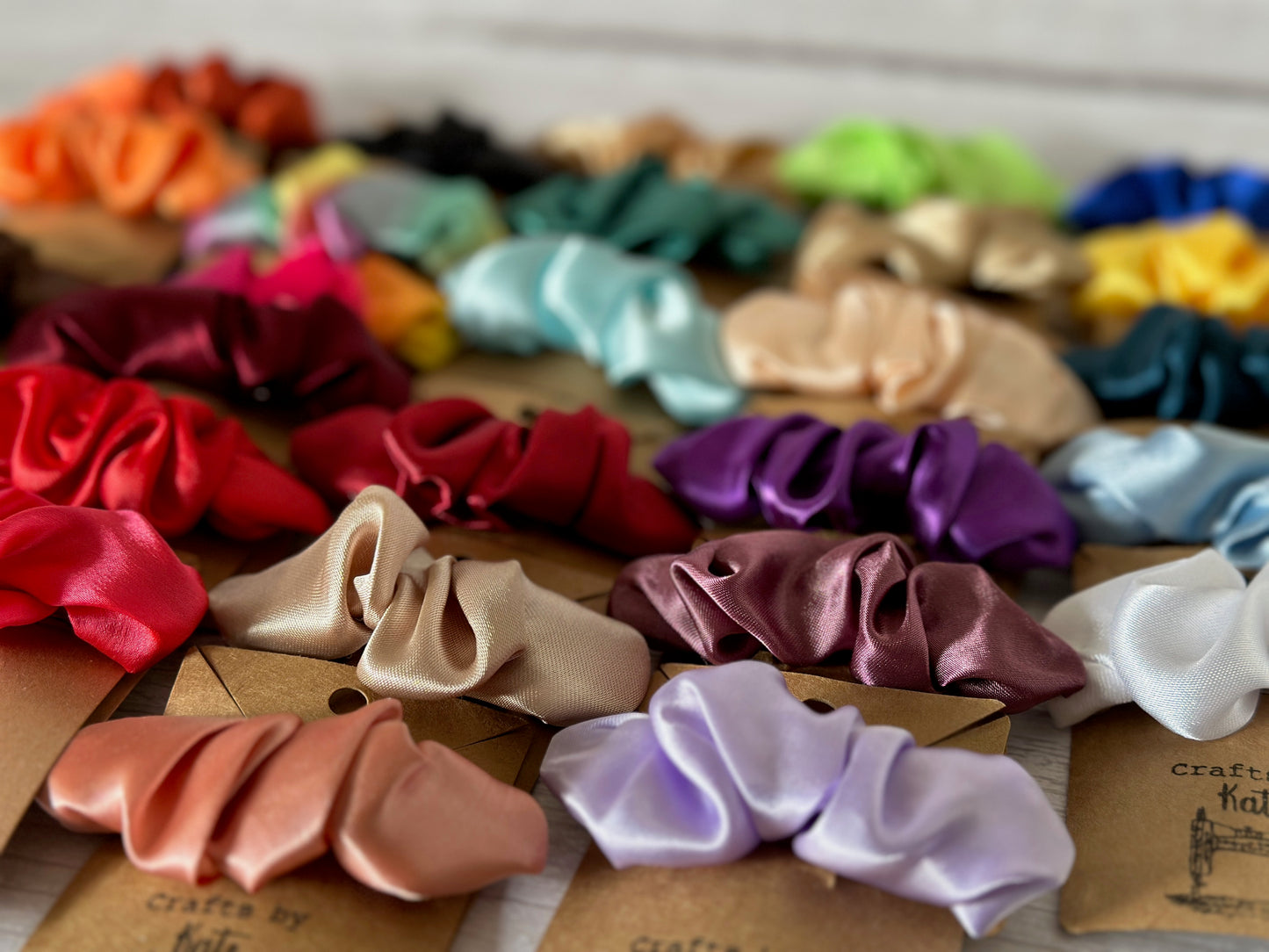 Silk French Barrette Scrunchie Clip - Pastel Rainbow