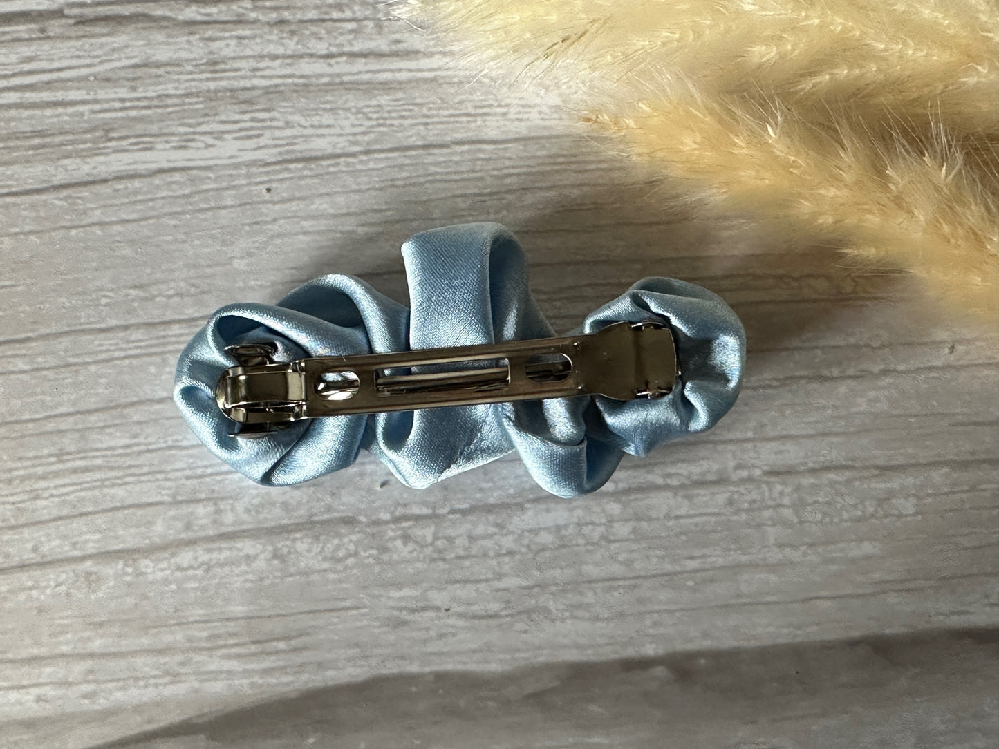 Silk French Barrette Scrunchie Clip - French Blue