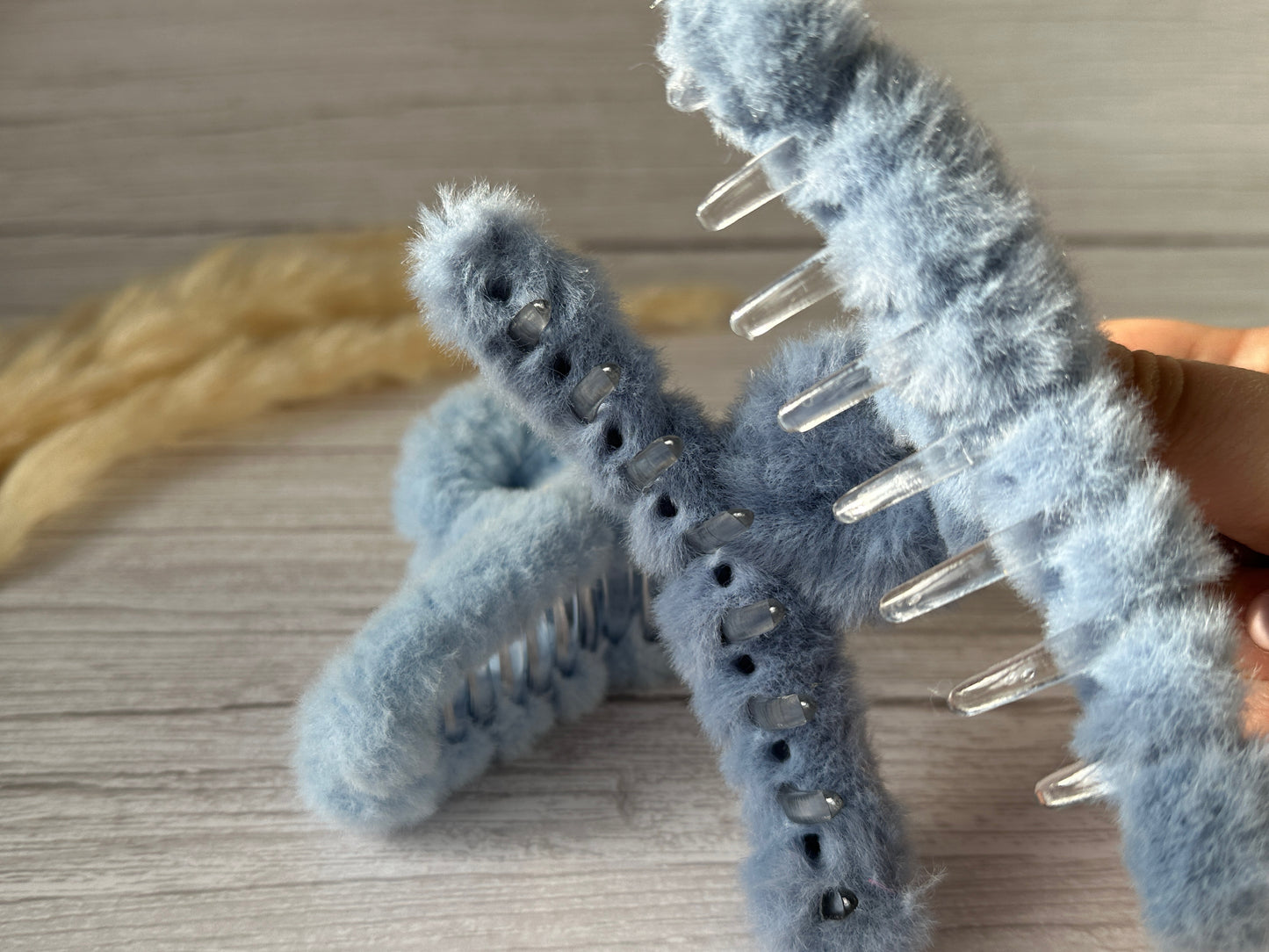 Fluffy Hair Claw Clip - French Blue