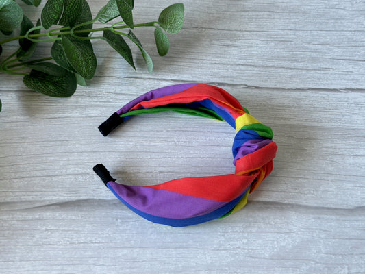 Cotton Knotted Headband - Rainbow Stripes