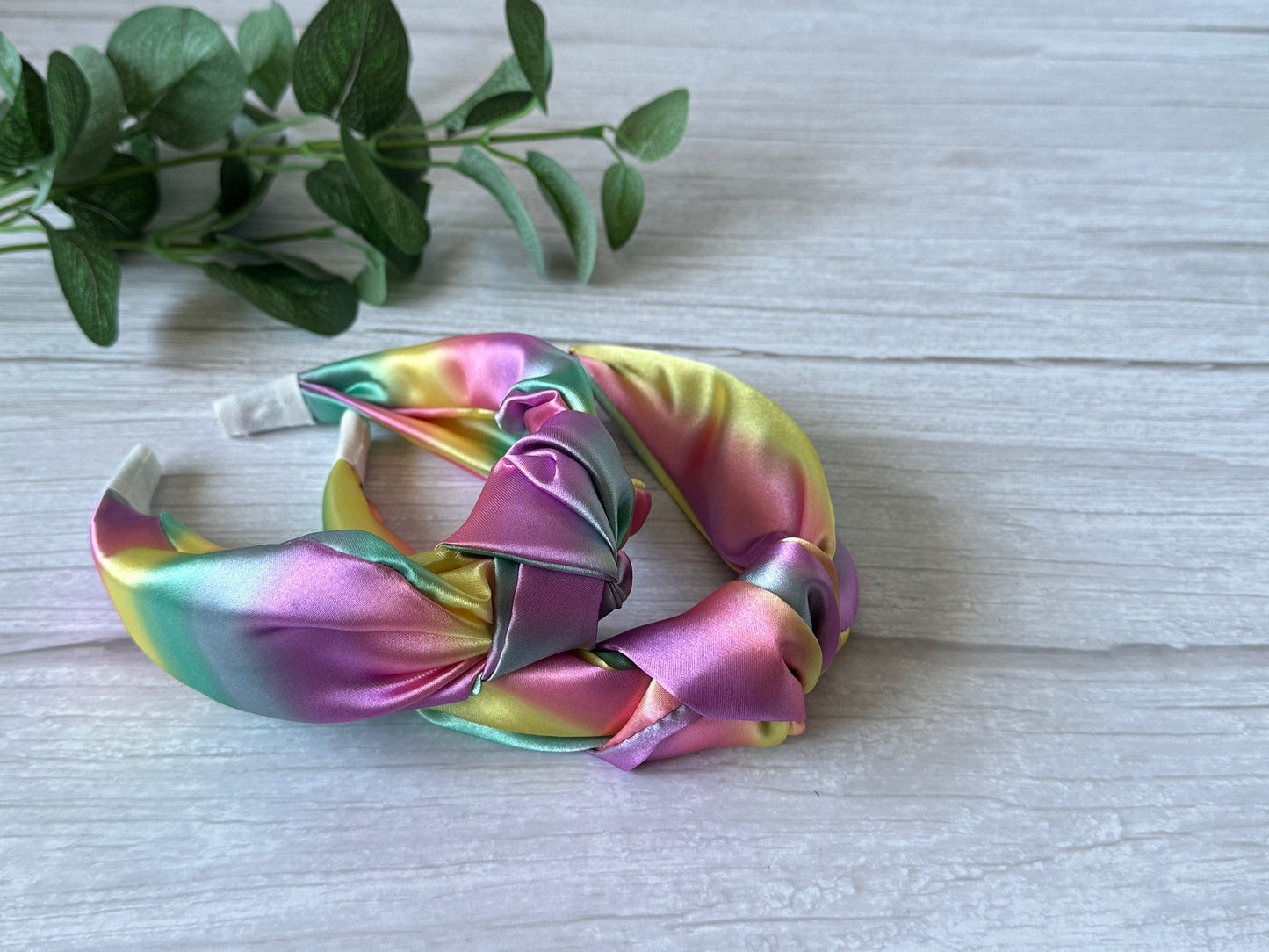 Silk Knotted Headband - Pastel Rainbow