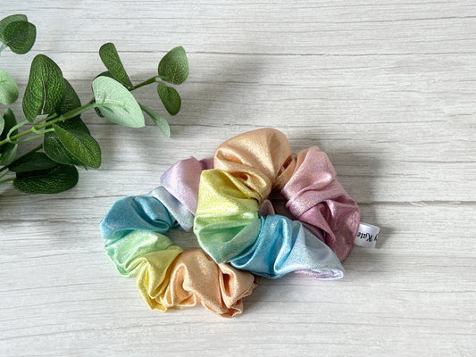 Jersey Foil Hologram Extra Large Scrunchie - Bright Rainbow