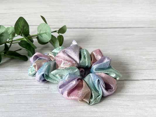 Jersey Foil Hologram Extra Large Scrunchie - Mermaid Rainbow