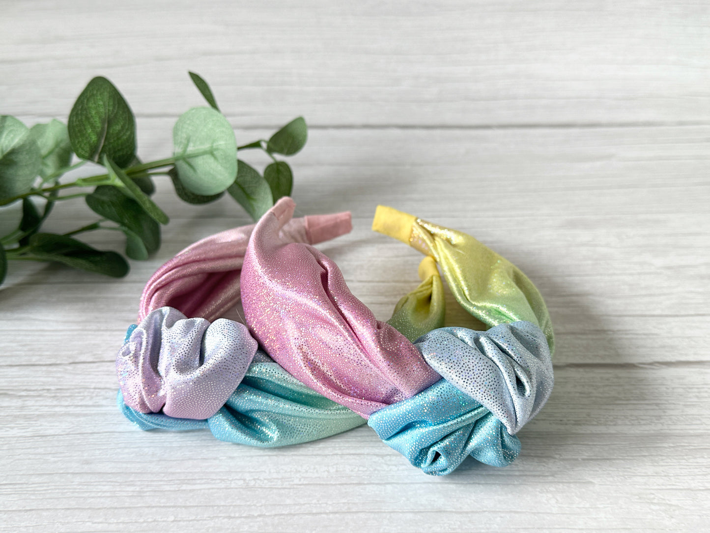 Jersey Foil Hologram Knotted Headband - Bright Rainbow