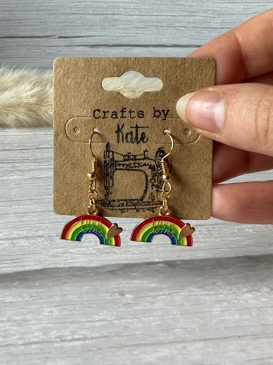 Handcrafted Rainbow Gold Plated Dangle Earrings