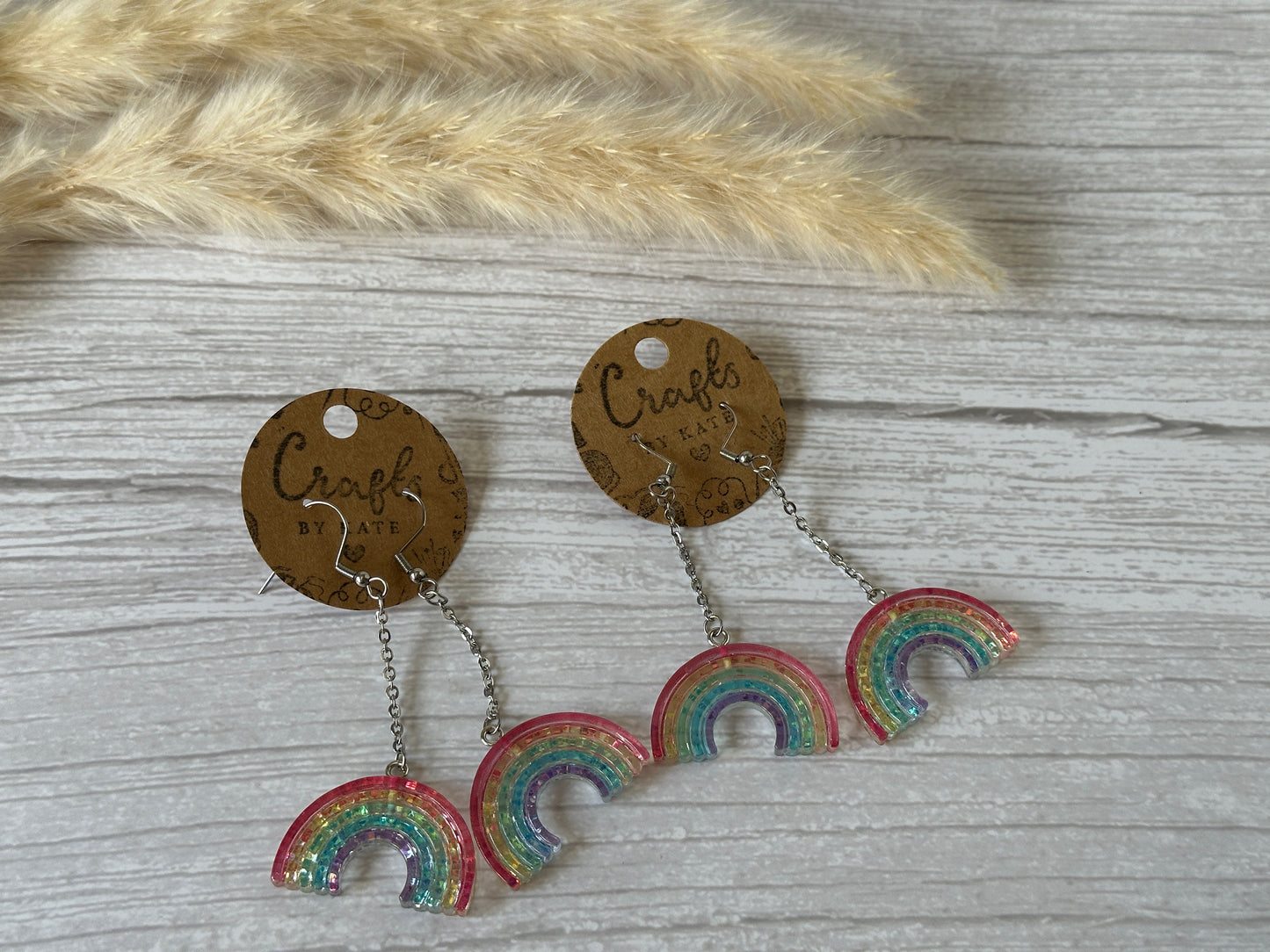 Handcrafted Rainbow Silver Dangle Earrings