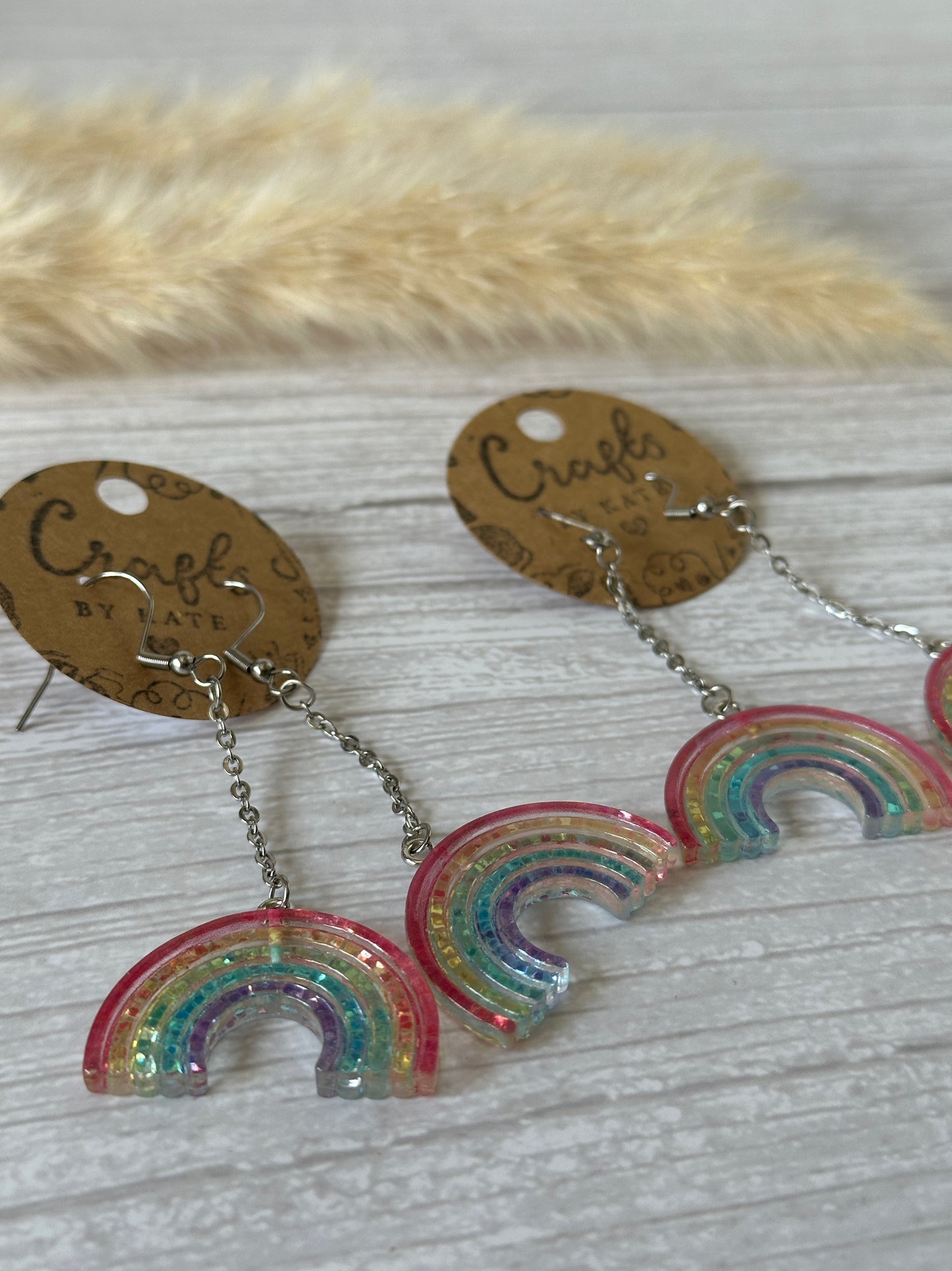 Handcrafted Rainbow Silver Dangle Earrings