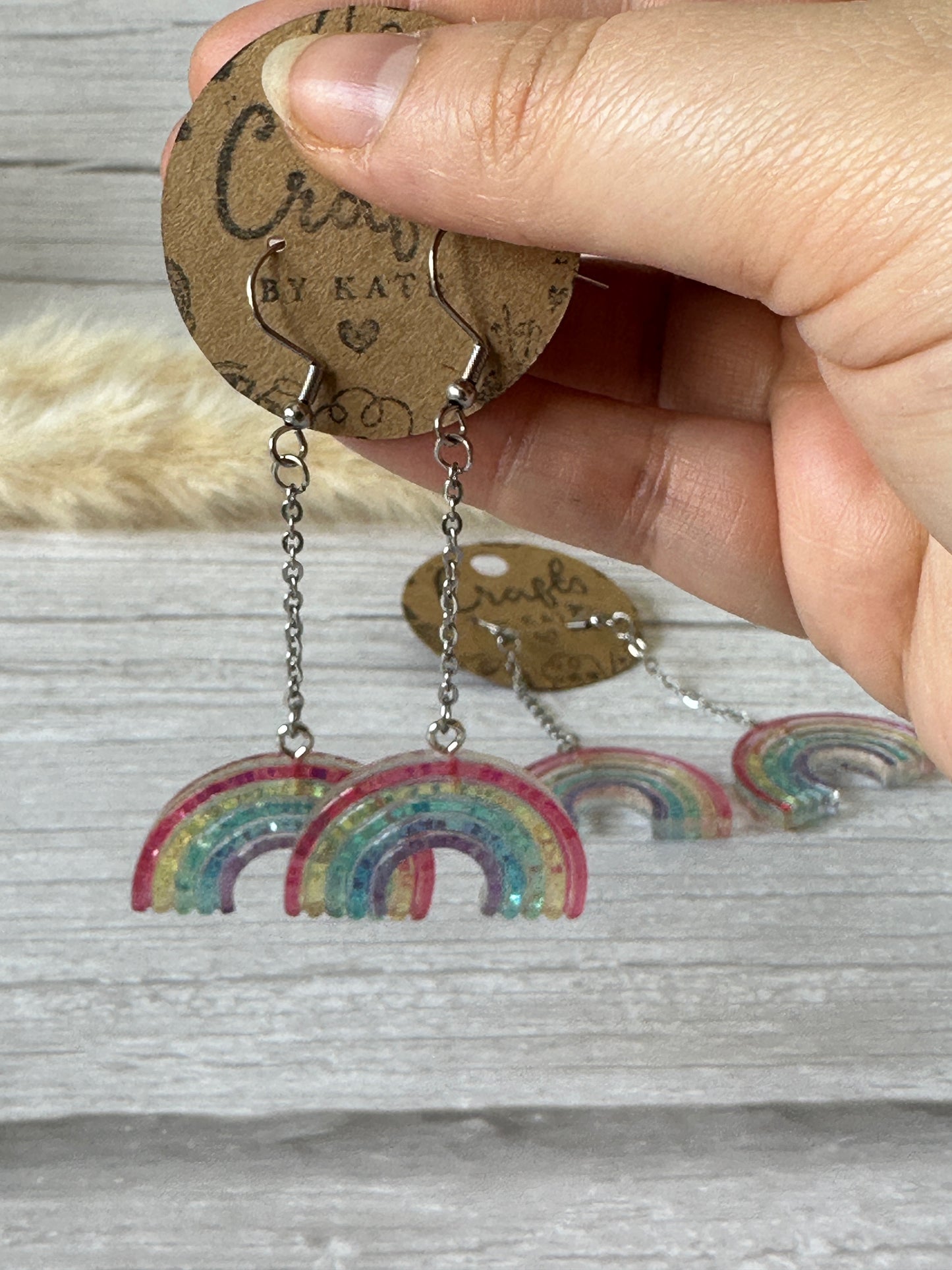 Handcrafted Rainbow Silver Dangle Earrings