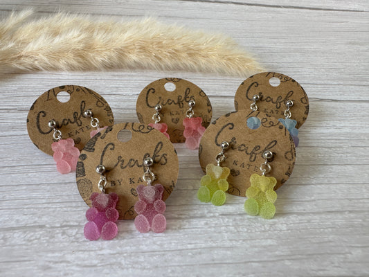 Handcrafted Rainbow Gummy Bear Stud Earrings