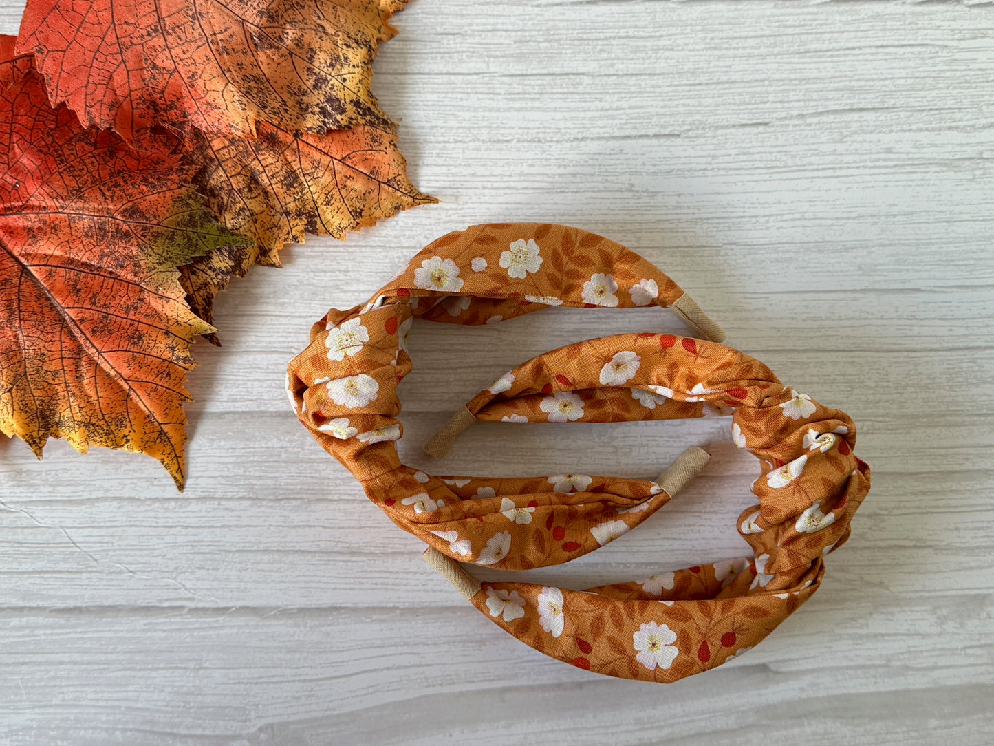 Cotton Knotted Headband - Autumn Flowers