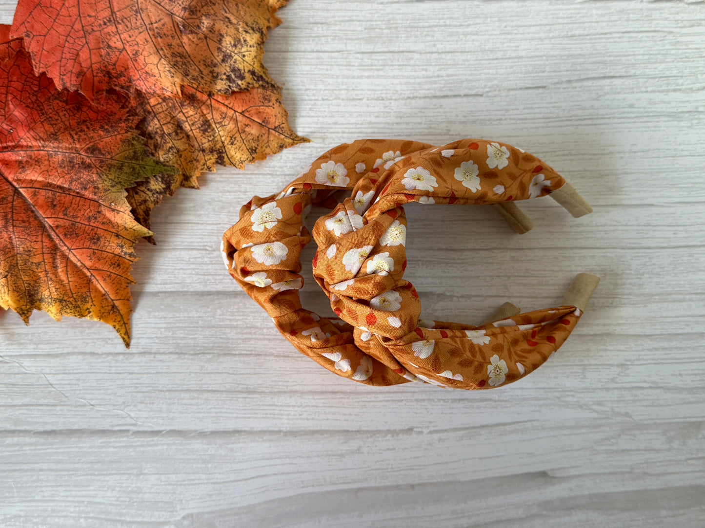 Cotton Knotted Headband - Autumn Flowers