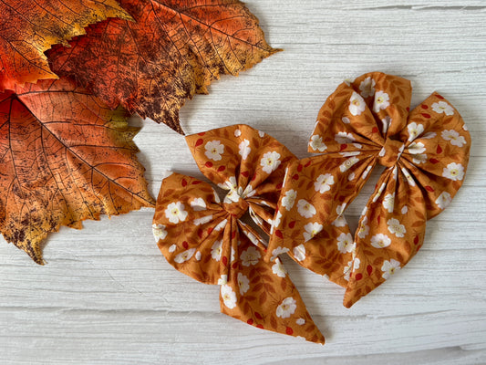 Cotton Sailor Bow Clip - Autumn Flowers