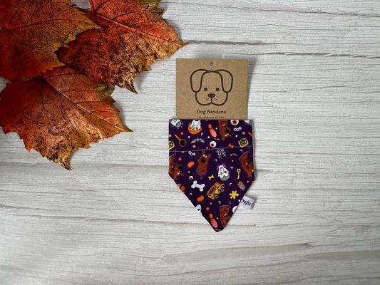 Cotton Pet Bandana with collar attachment - Halloween Scooby Doo